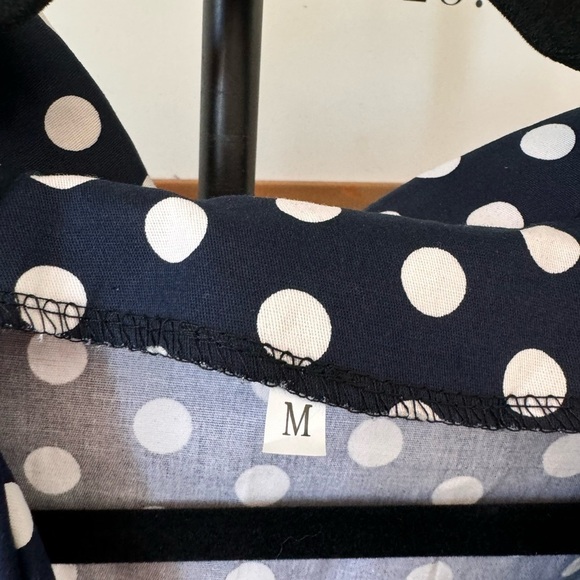 NWOT beautiful pinup polkadot, white and blue dress cotton - Picture 6 of 8